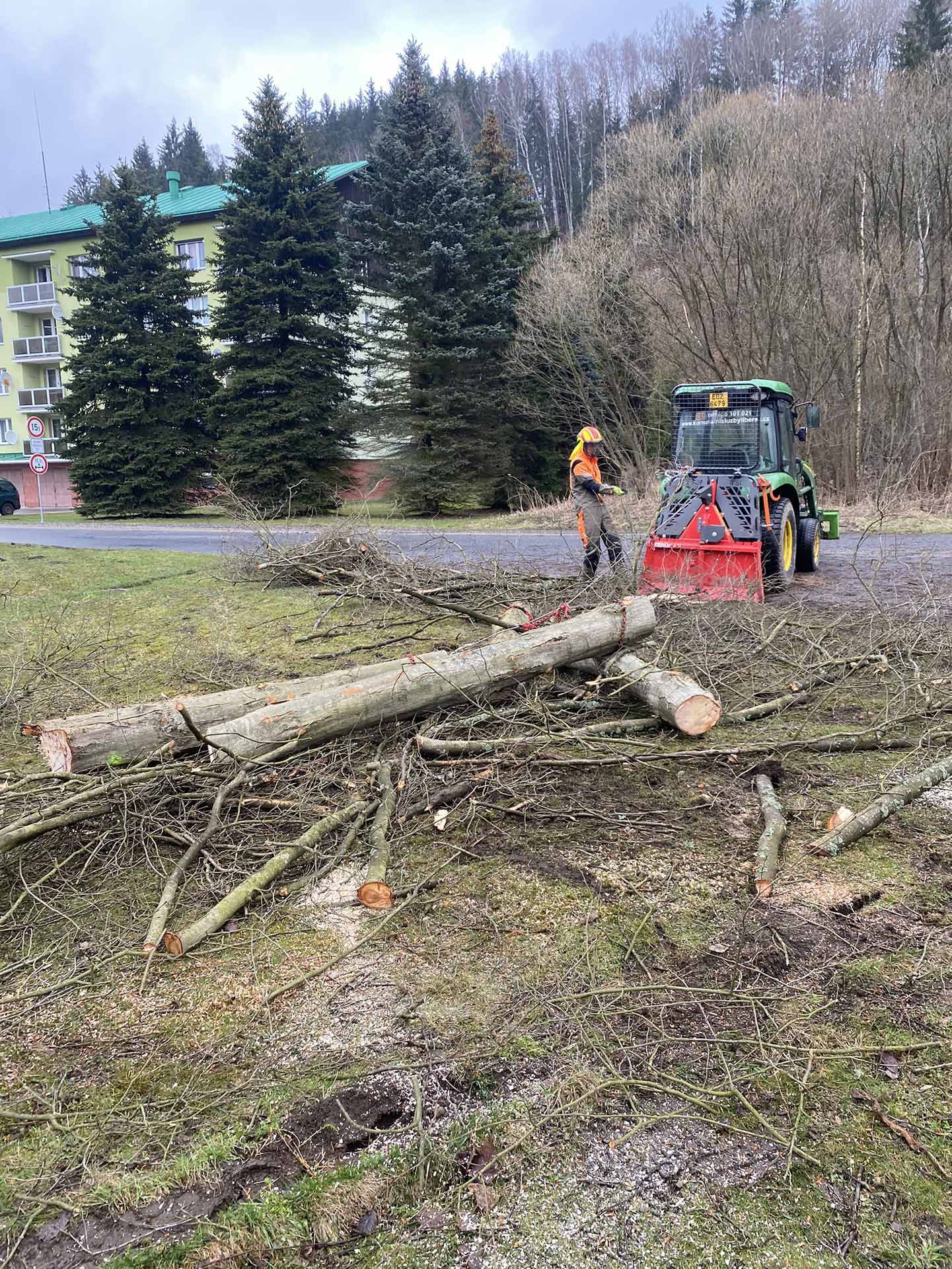 Kácení stromů a náletů Komunální služby LB s.r.o. Liberec